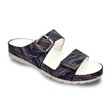 Revere Palma Women's Strap Slide Sandals In Black Stripe - TLW Shoes