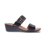 Revere Sorrento Women's Slip - on Wedge Sandals In Onyx - TLW Shoes