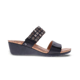 Revere Sorrento Women's Slip - on Wedge Sandals In Onyx - TLW Shoes