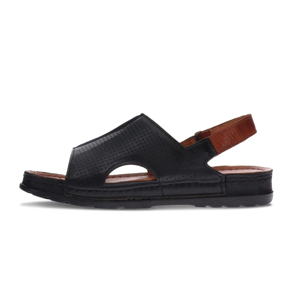 Revere Tivoli Women's Back Strap Sandals In Black/Tan - TLW Shoes