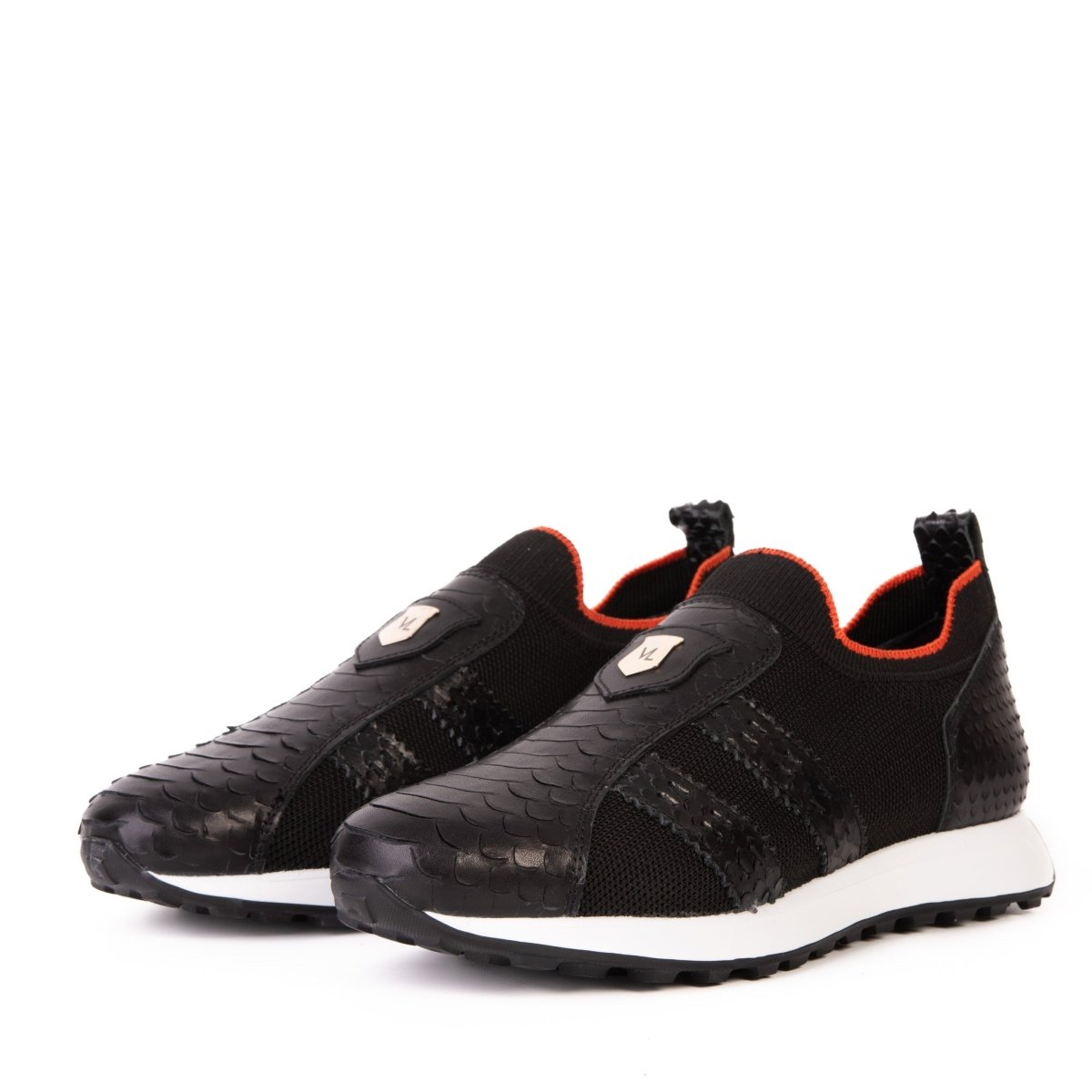 The Aslan Black Knitted & Leather Men Sneaker - TLW Shoes