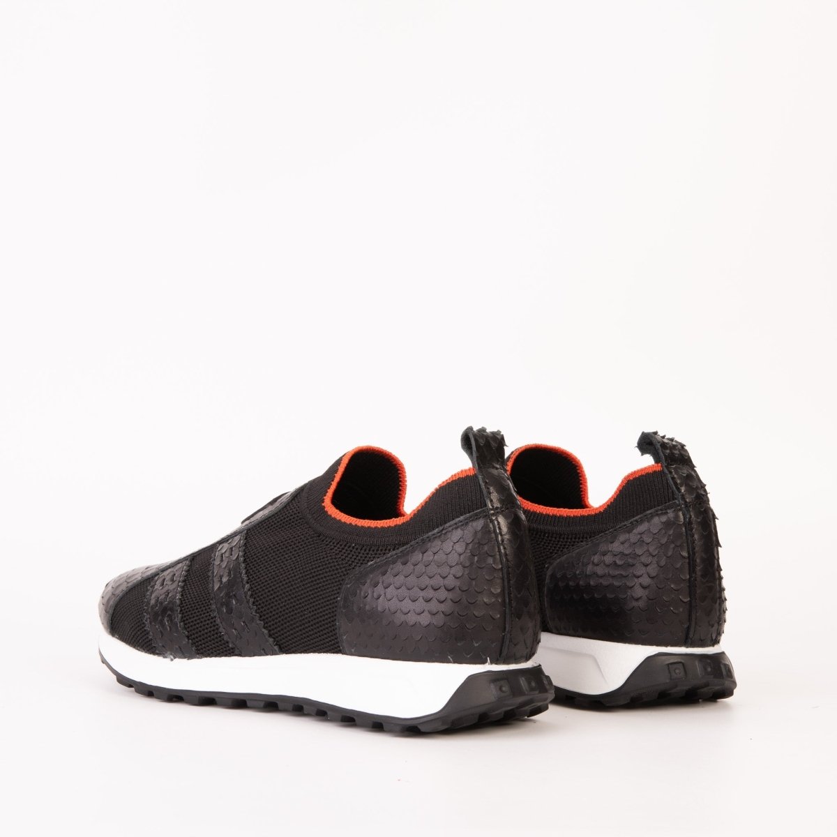 The Aslan Black Knitted & Leather Men Sneaker - TLW Shoes