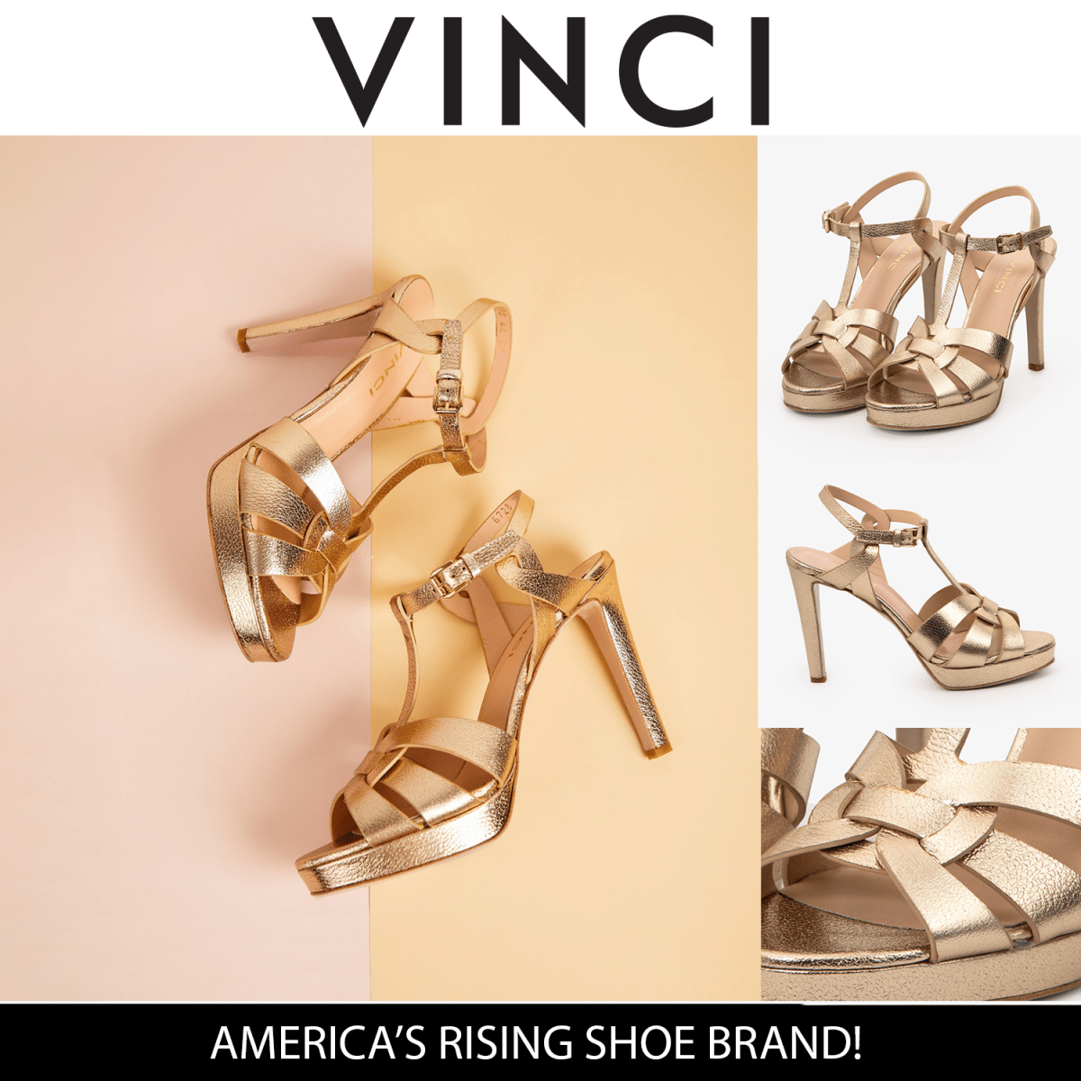 The Parisian Gold Leather T - Strap Platform Heel Women Sandal - TLW Shoes