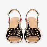The Linea Black Leather Women Slingback Sandal - TLW Shoes