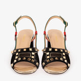 The Linea Black Leather Women Slingback Sandal - TLW Shoes