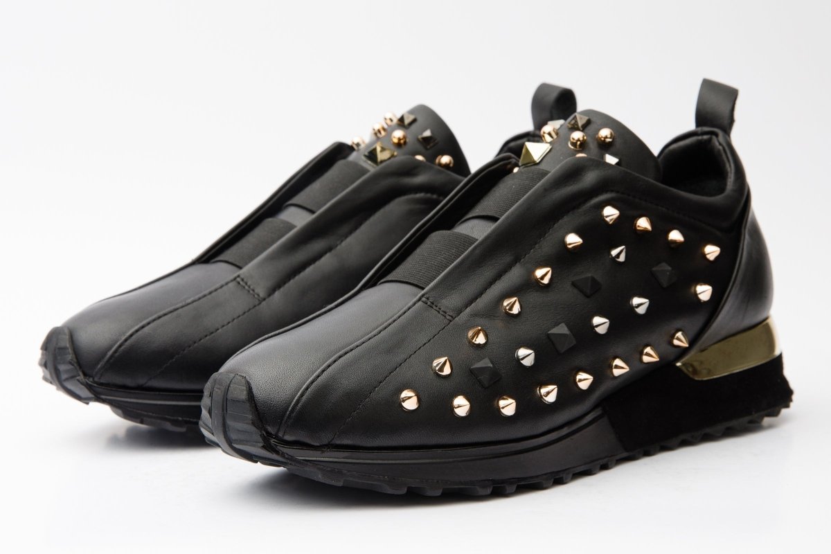 The Infanta Black Spike Leather Women Sneaker Limited Edition - TLW Shoes