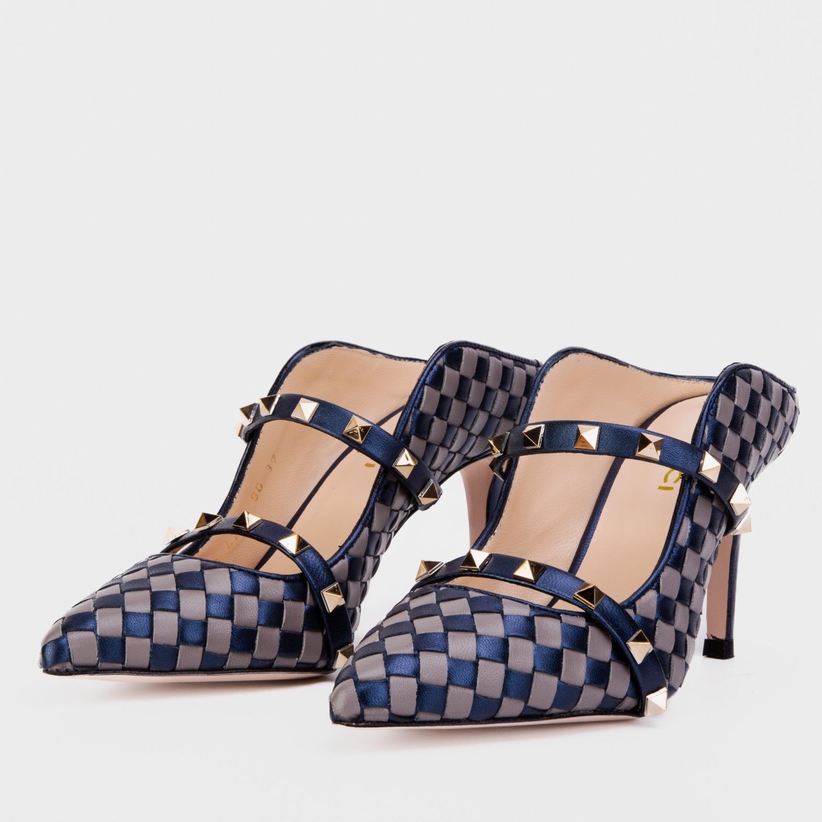 The Dosso Navy Blue Handwoven Pointy Toe Leather Women Sandal - TLW Shoes
