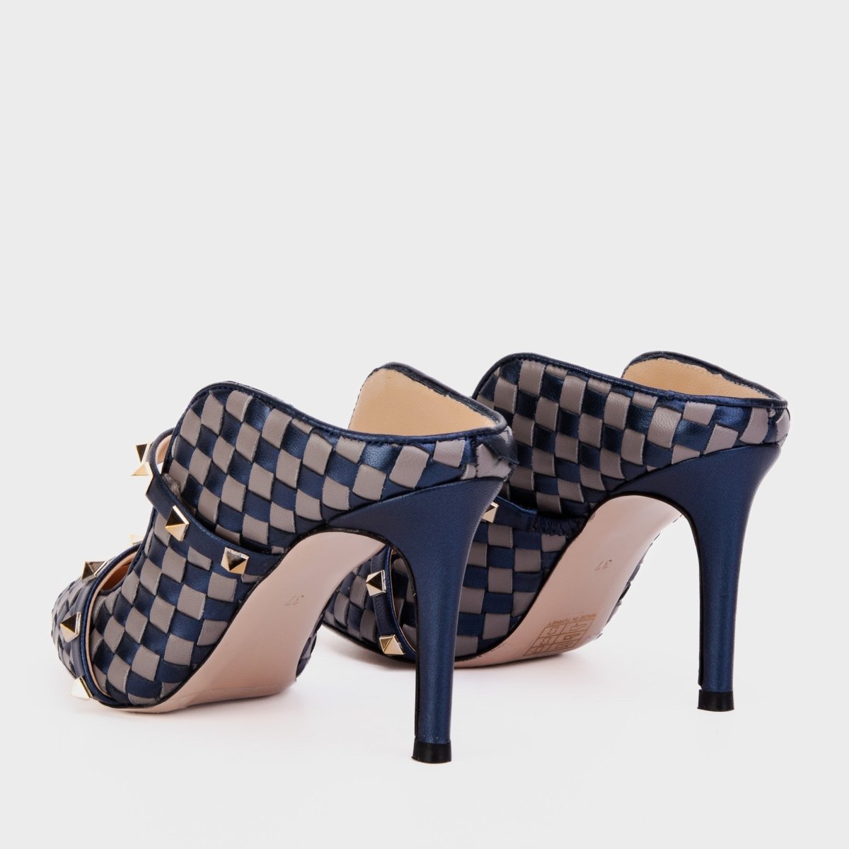 The Dosso Navy Blue Handwoven Pointy Toe Leather Women Sandal - TLW Shoes