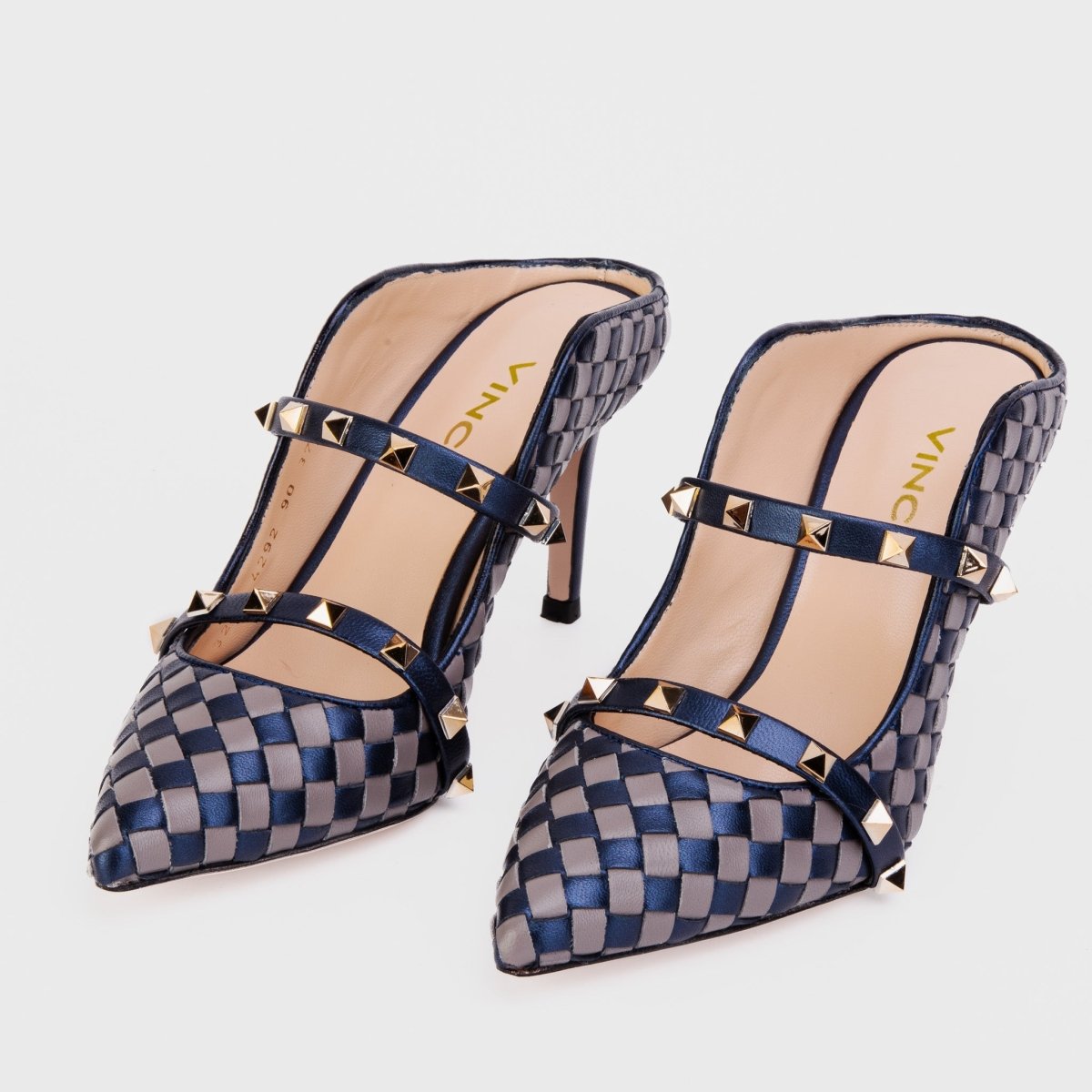 The Dosso Navy Blue Handwoven Pointy Toe Leather Women Sandal - TLW Shoes