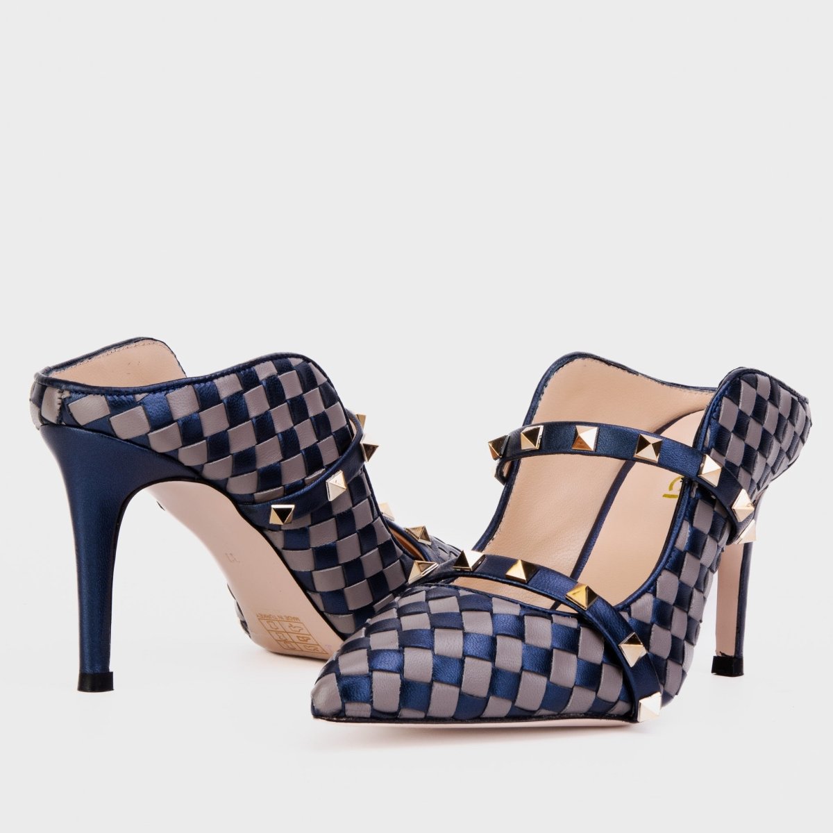 The Dosso Navy Blue Handwoven Pointy Toe Leather Women Sandal - TLW Shoes