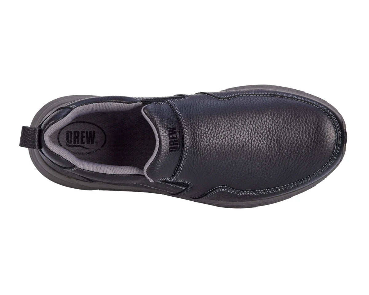 Drew Match Men's Slip - on Casual Shoe In Black Pebbled Leather - TLW Shoes