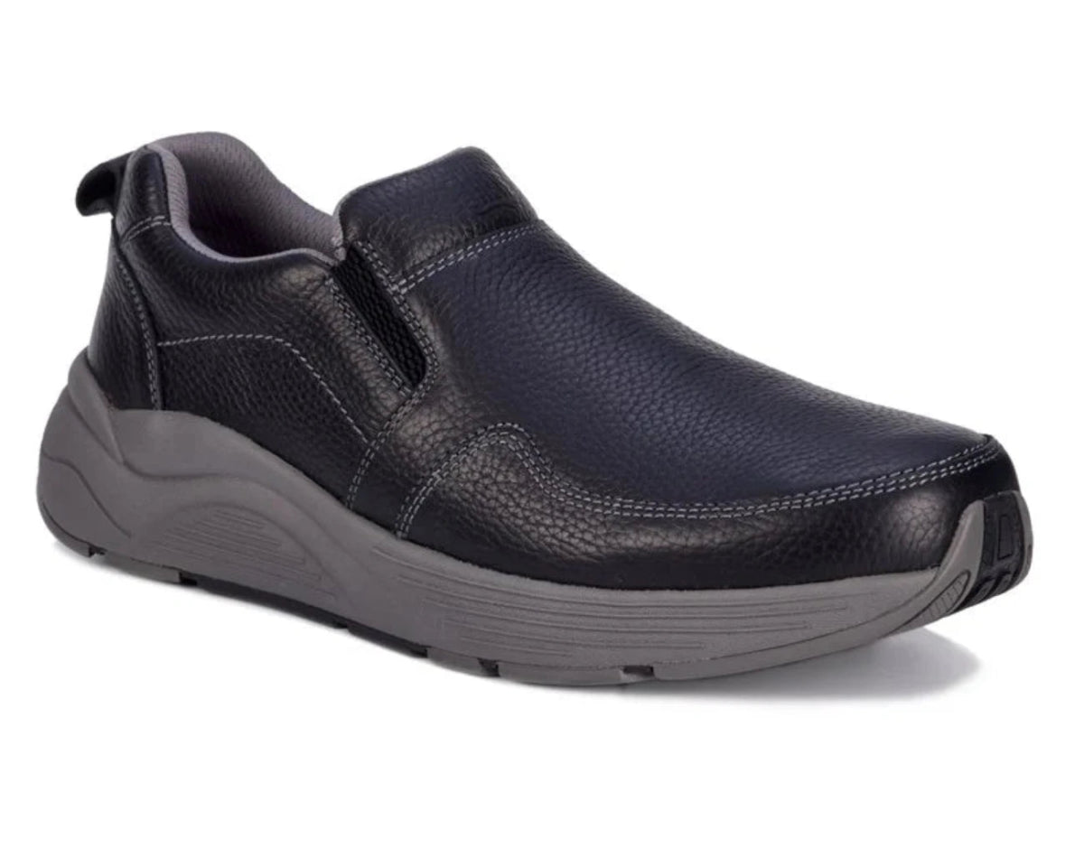 Drew Match Men's Slip - on Casual Shoe In Black Pebbled Leather - TLW Shoes