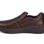 Drew Match Men's Slip - on Casual Shoe In Brown Pebbled Leather - TLW Shoes