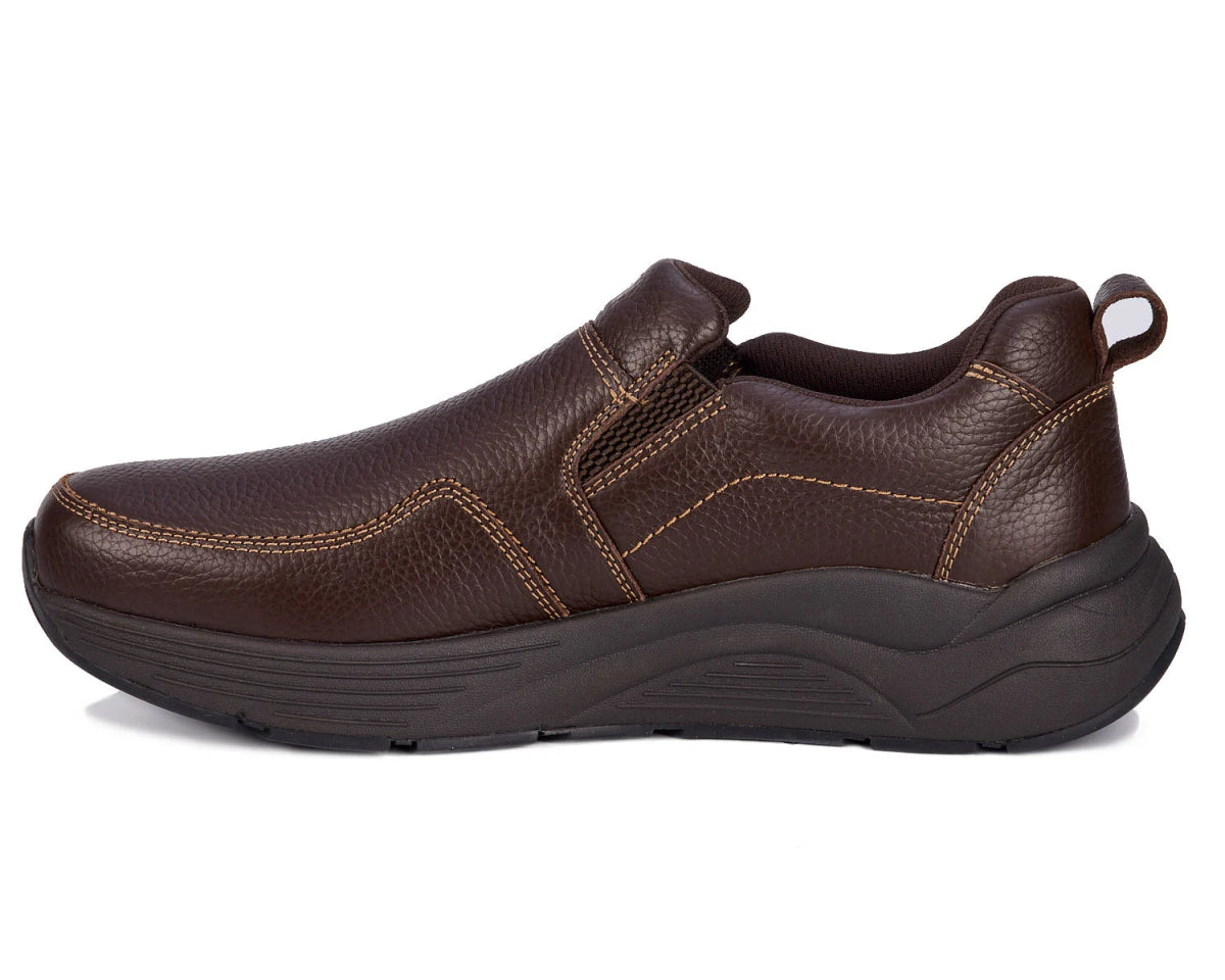 Drew Match Men's Slip - on Casual Shoe In Brown Pebbled Leather - TLW Shoes