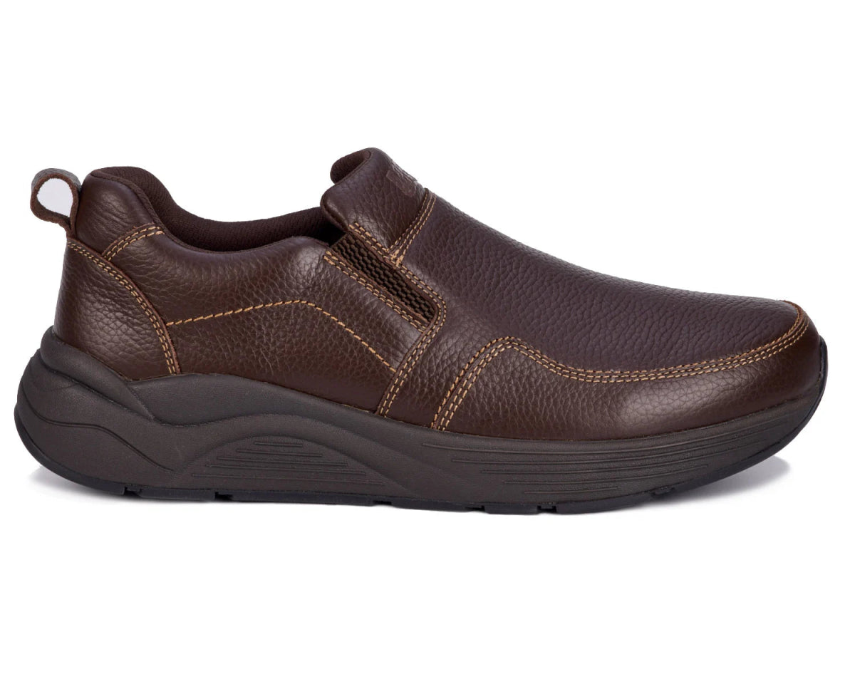 Drew Match Men's Slip - on Casual Shoe In Brown Pebbled Leather - TLW Shoes