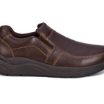 Drew Match Men's Slip - on Casual Shoe In Brown Pebbled Leather - TLW Shoes