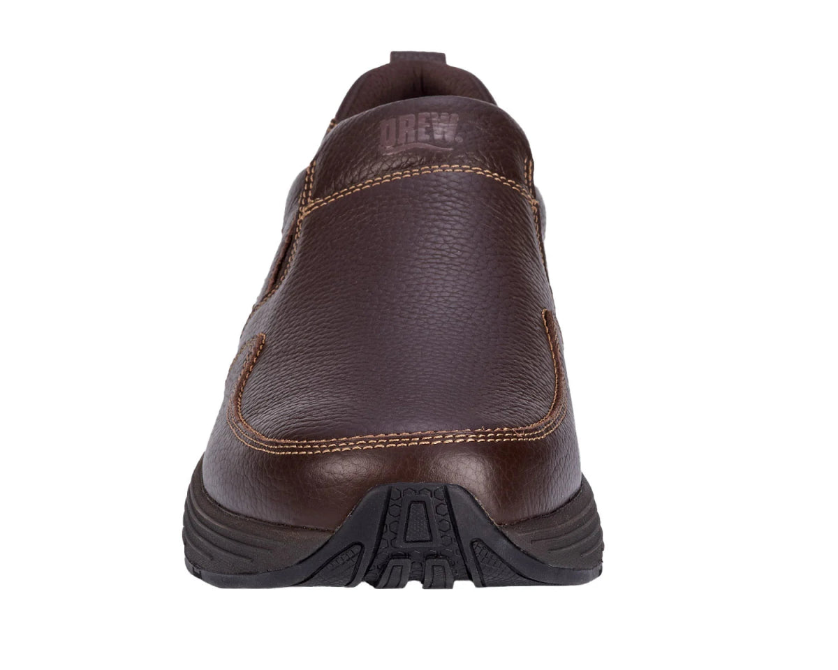 Drew Match Men's Slip - on Casual Shoe In Brown Pebbled Leather - TLW Shoes