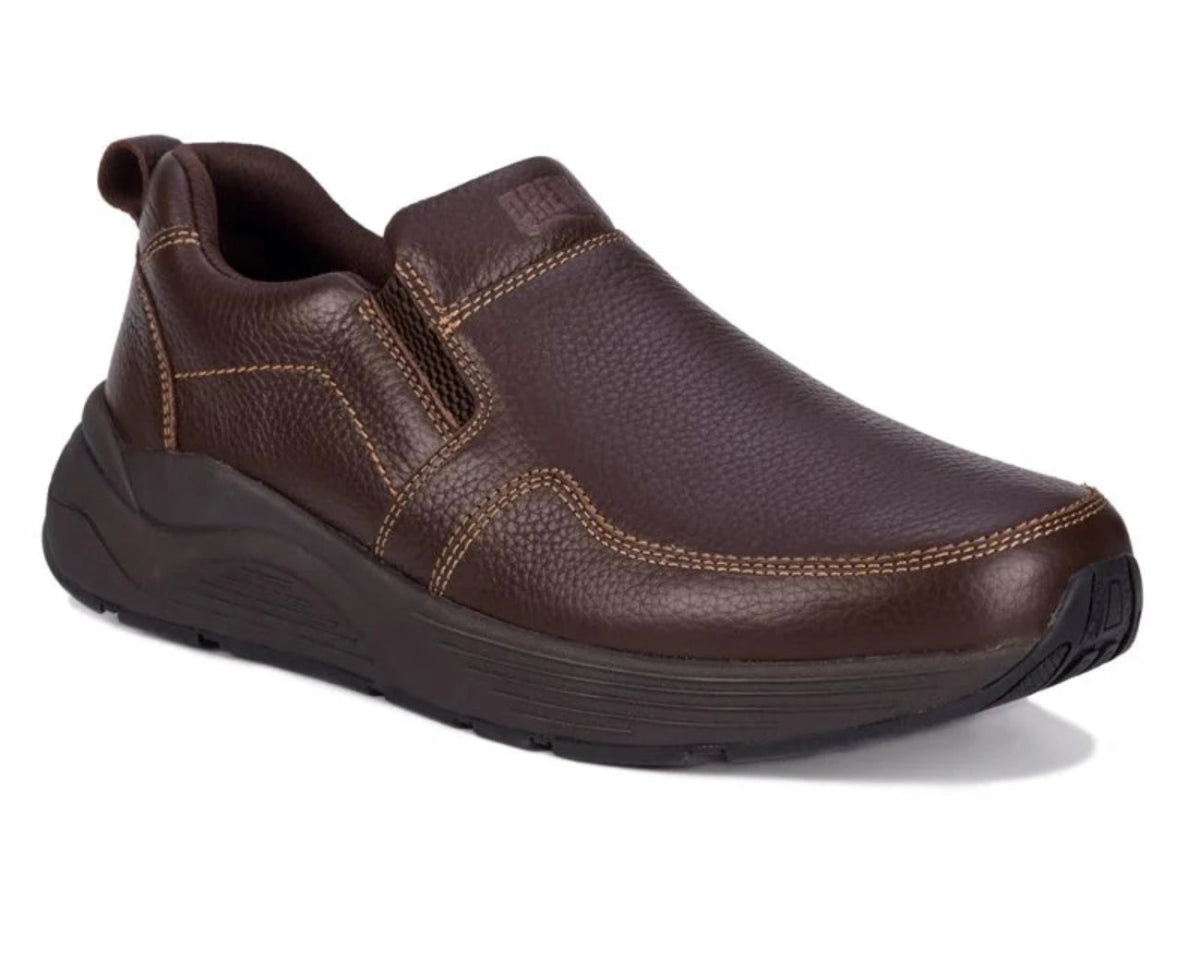 Drew Match Men's Slip - on Casual Shoe In Brown Pebbled Leather - TLW Shoes