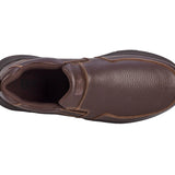 Drew Match Men's Slip - on Casual Shoe In Brown Pebbled Leather - TLW Shoes