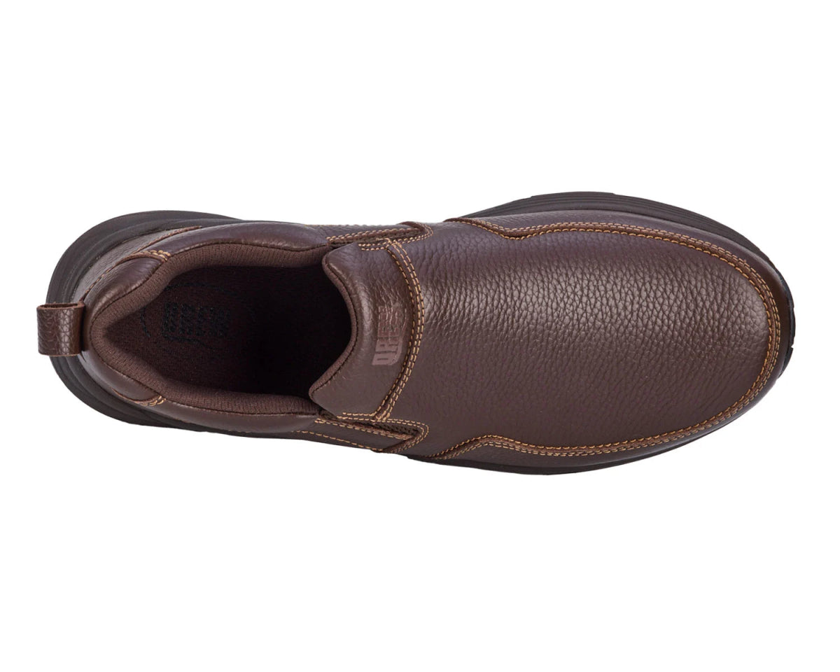 Drew Match Men's Slip - on Casual Shoe In Brown Pebbled Leather - TLW Shoes