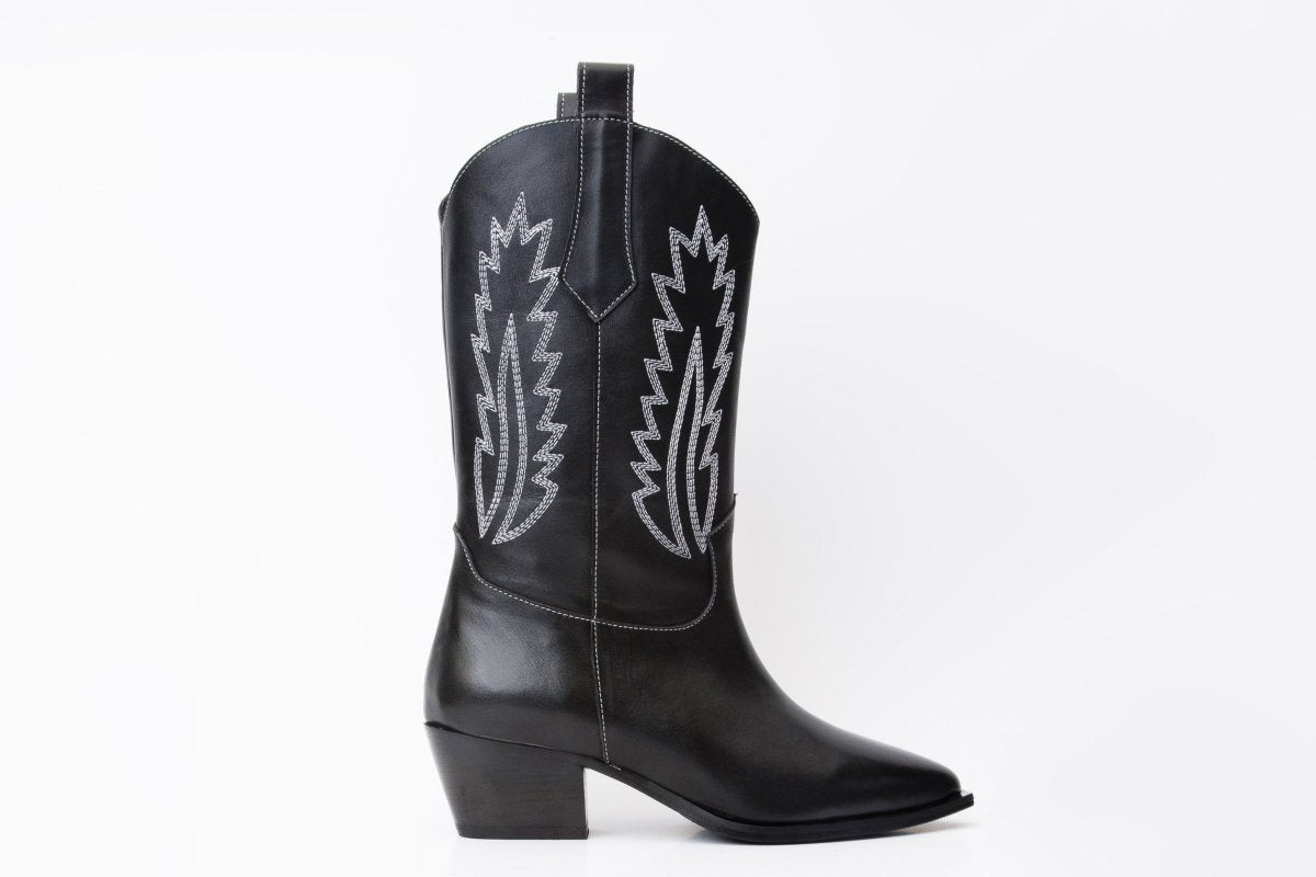 The Togg Black Leather Cowboy Women Boot Final Sale! - TLW Shoes