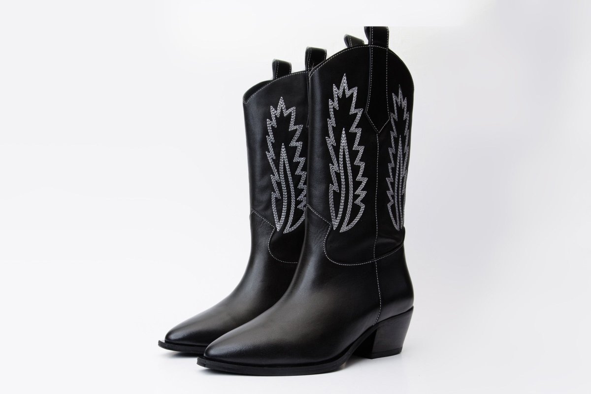 The Togg Black Leather Cowboy Women Boot Final Sale! - TLW Shoes