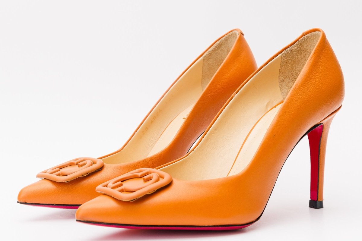 The Maneadero Orange Leather Pump Fuchsia Sole Women Shoe - TLW Shoes