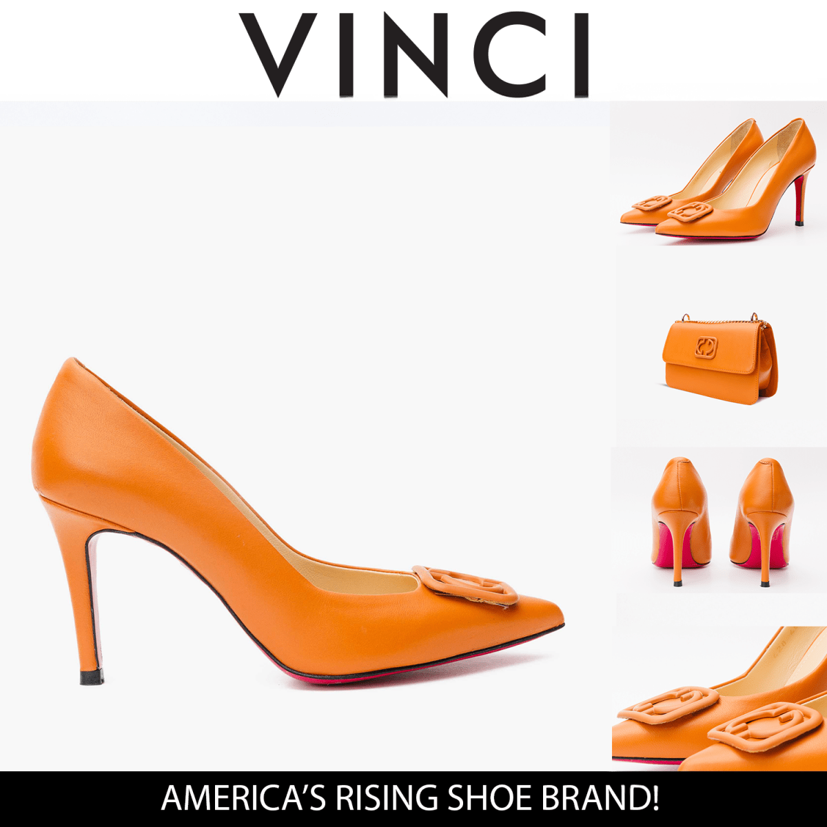 The Maneadero Orange Leather Pump Fuchsia Sole Women Shoe - TLW Shoes