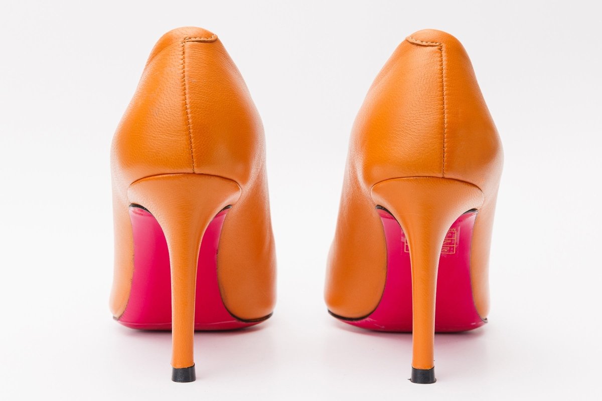 The Maneadero Orange Leather Pump Fuchsia Sole Women Shoe - TLW Shoes