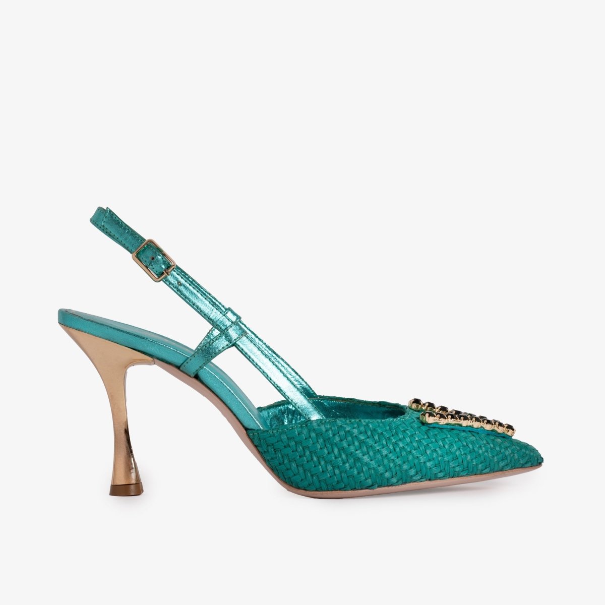 The Luna Turquoise Leather Slingback Women Sandal - TLW Shoes