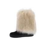 PENNY LOVES KENNY AIRBRUSH WOMEN MID-CALF BOOT IN BLACK MICROSUEDE/WHITE FAUX FUR - TLW Shoes