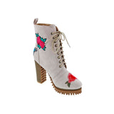 PENNY LOVES KENNY FRANK WOMEN COMBAT BOOT IN WHITE DISTRESSED - TLW Shoes