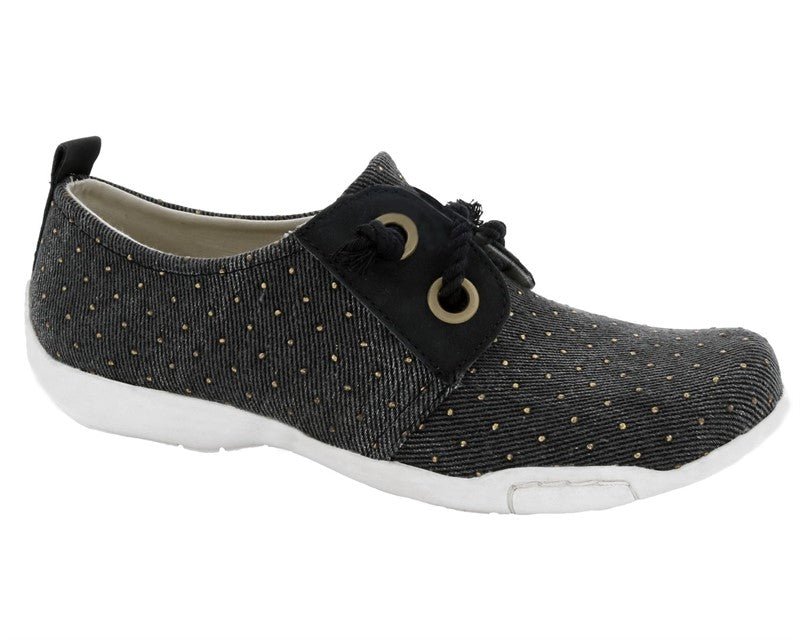 Ros Hommerson Calypso Women's Slip - on Casual Shoes In Black Denim With Gold - TLW Shoes