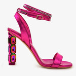 The Torola Fuchsia Stony Heel Leather Women Sandal Final Sale! - TLW Shoes