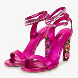 The Torola Fuchsia Stony Heel Leather Women Sandal Final Sale! - TLW Shoes