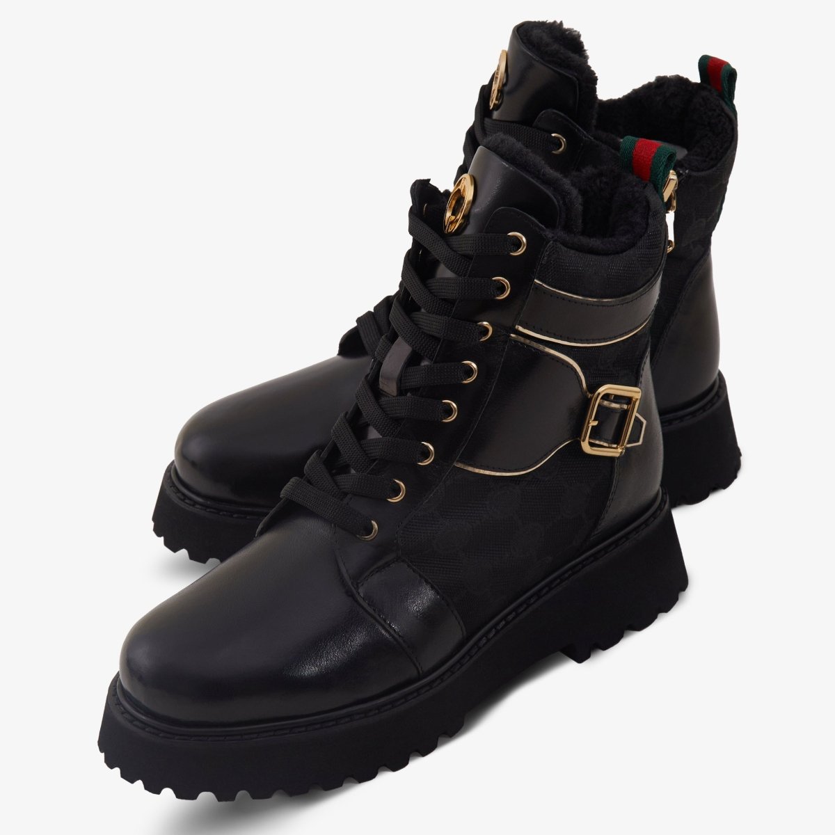The Boston Black Leather Lace - Up Ankle Women Boot With a Side Zipper - TLW Shoes