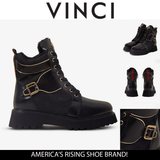 The Boston Black Leather Lace - Up Ankle Women Boot With a Side Zipper - TLW Shoes