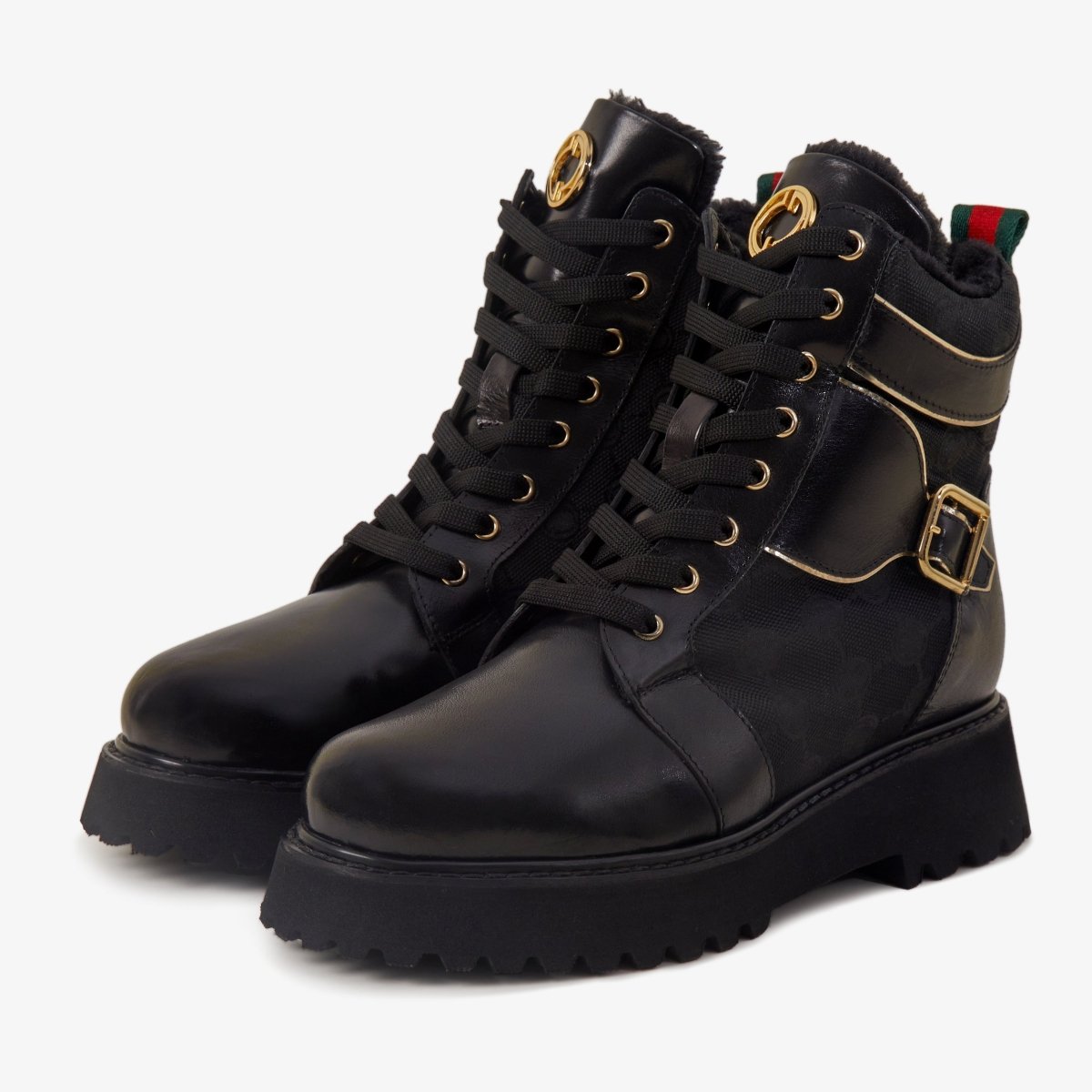 The Boston Black Leather Lace - Up Ankle Women Boot With a Side Zipper - TLW Shoes