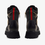 The Boston Black Leather Lace - Up Ankle Women Boot With a Side Zipper - TLW Shoes