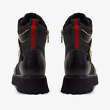 The Boston Black Leather Lace - Up Ankle Women Boot With a Side Zipper - TLW Shoes