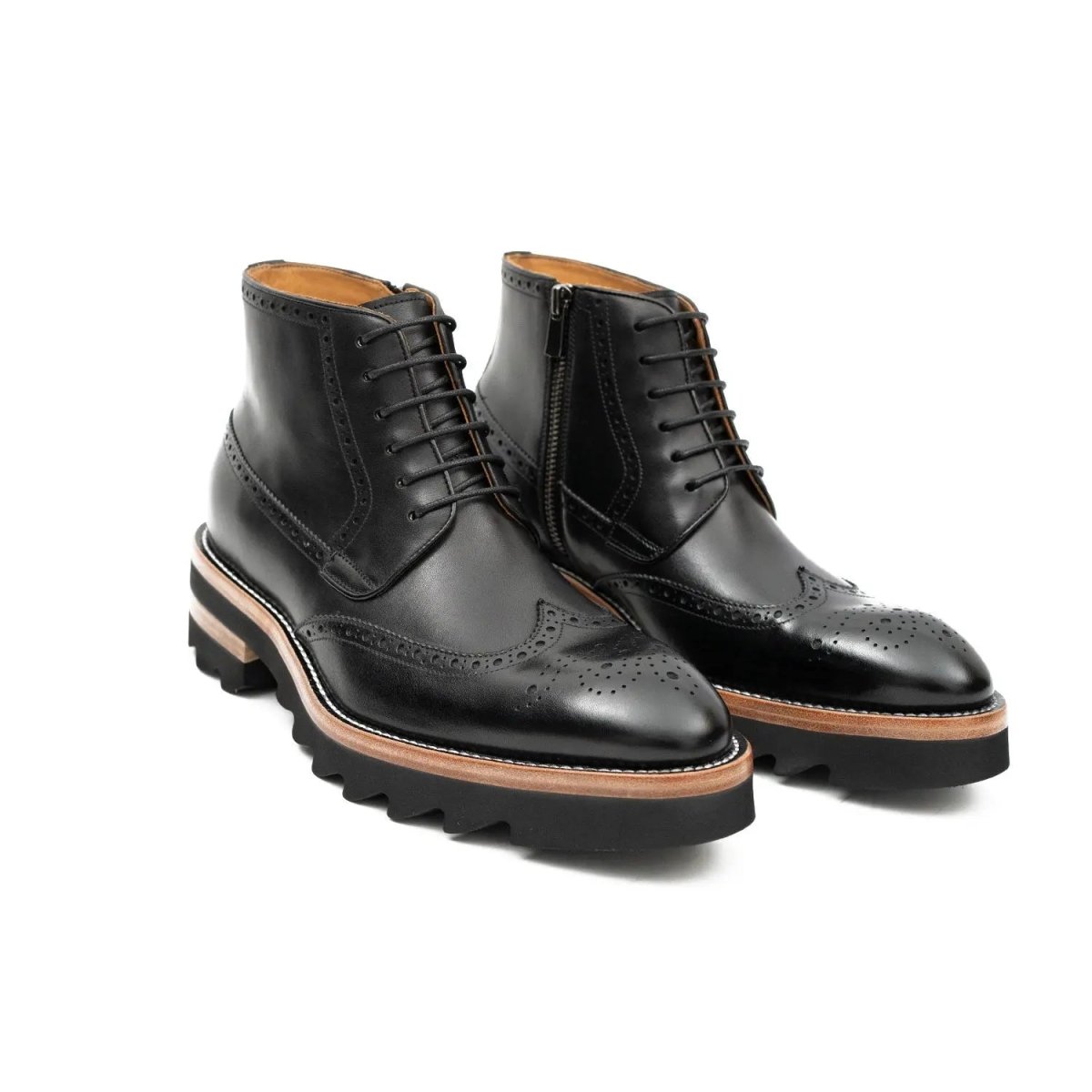 Black leather Martin boots profile