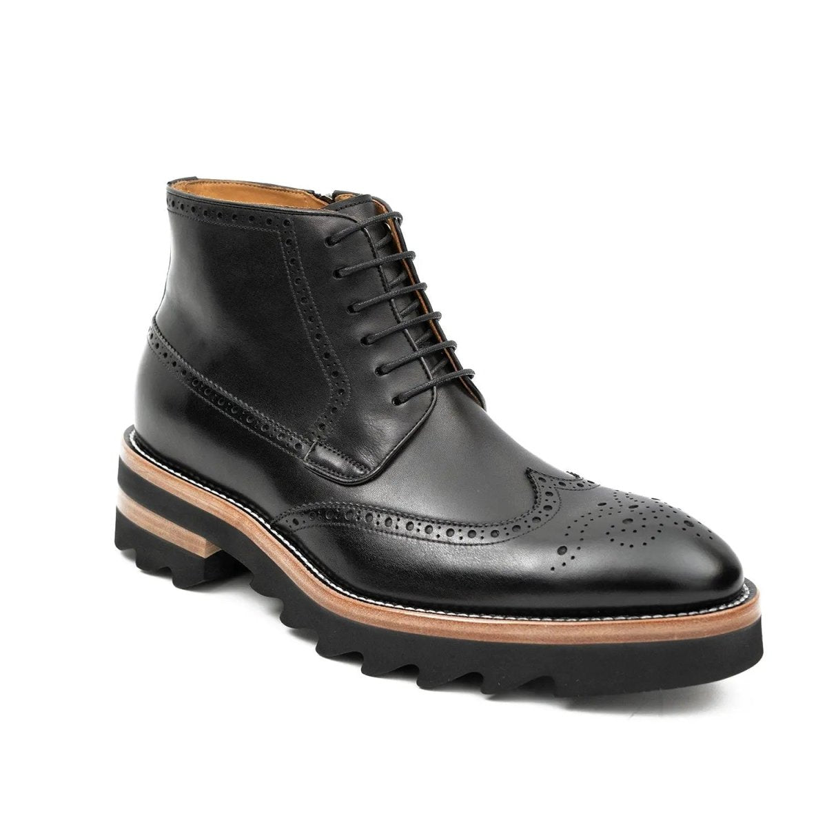 Premium black leather ankle boots