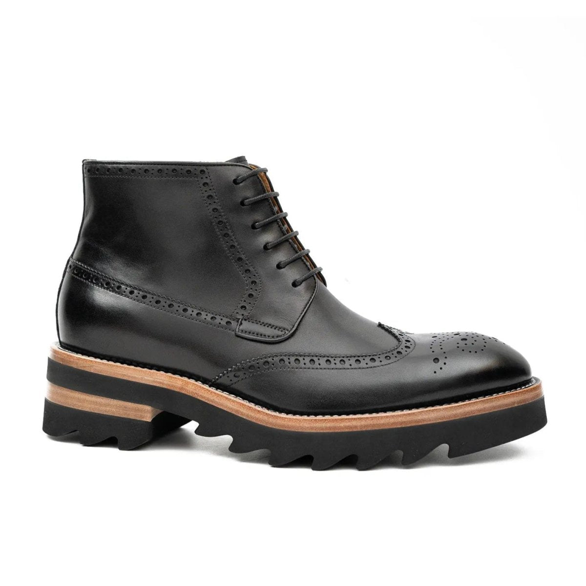 Black side-zipper Martin boots side view