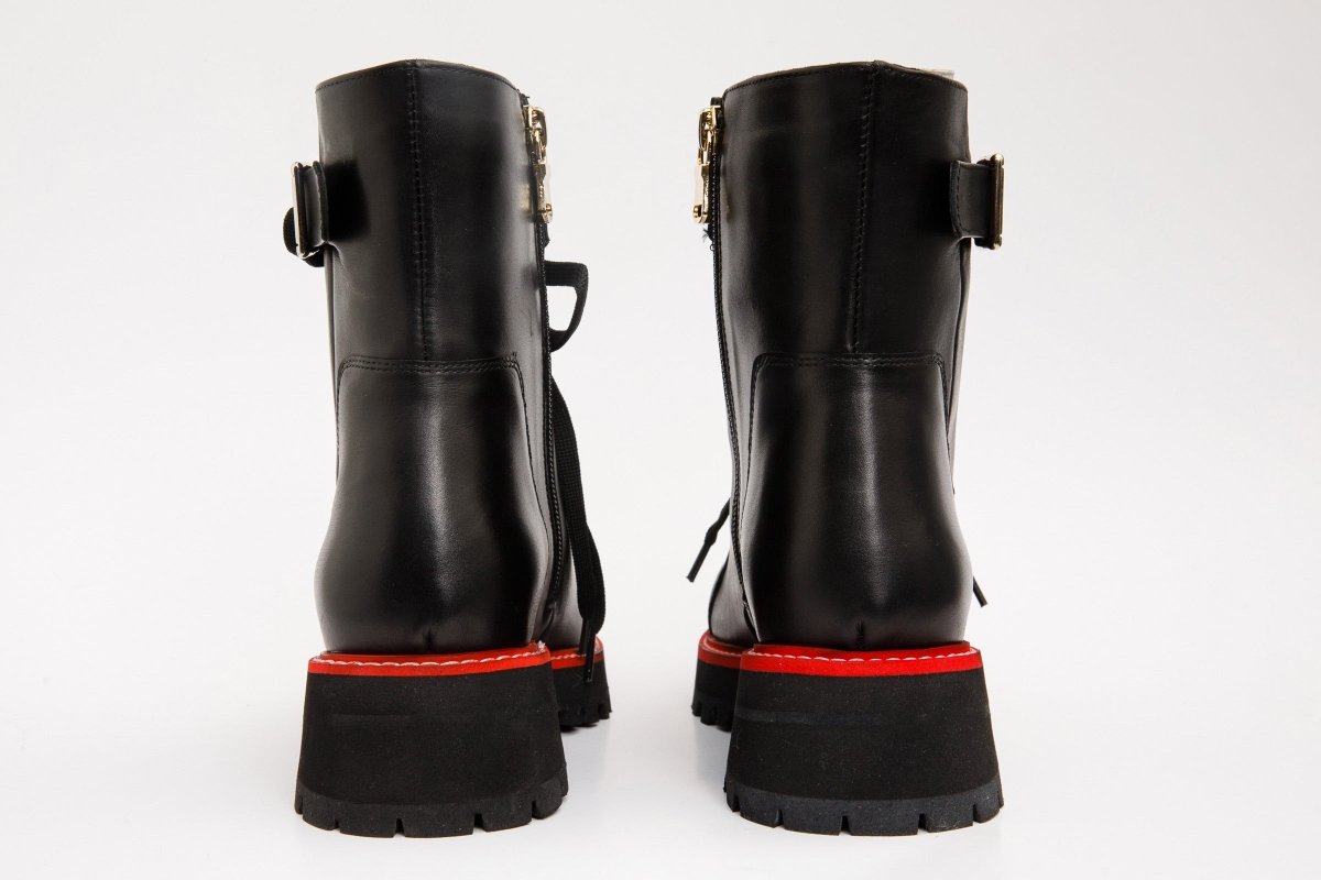 The Belgrano Black Leather Lace - Up Ankle Women Boot With a Side Zipper - TLW Shoes