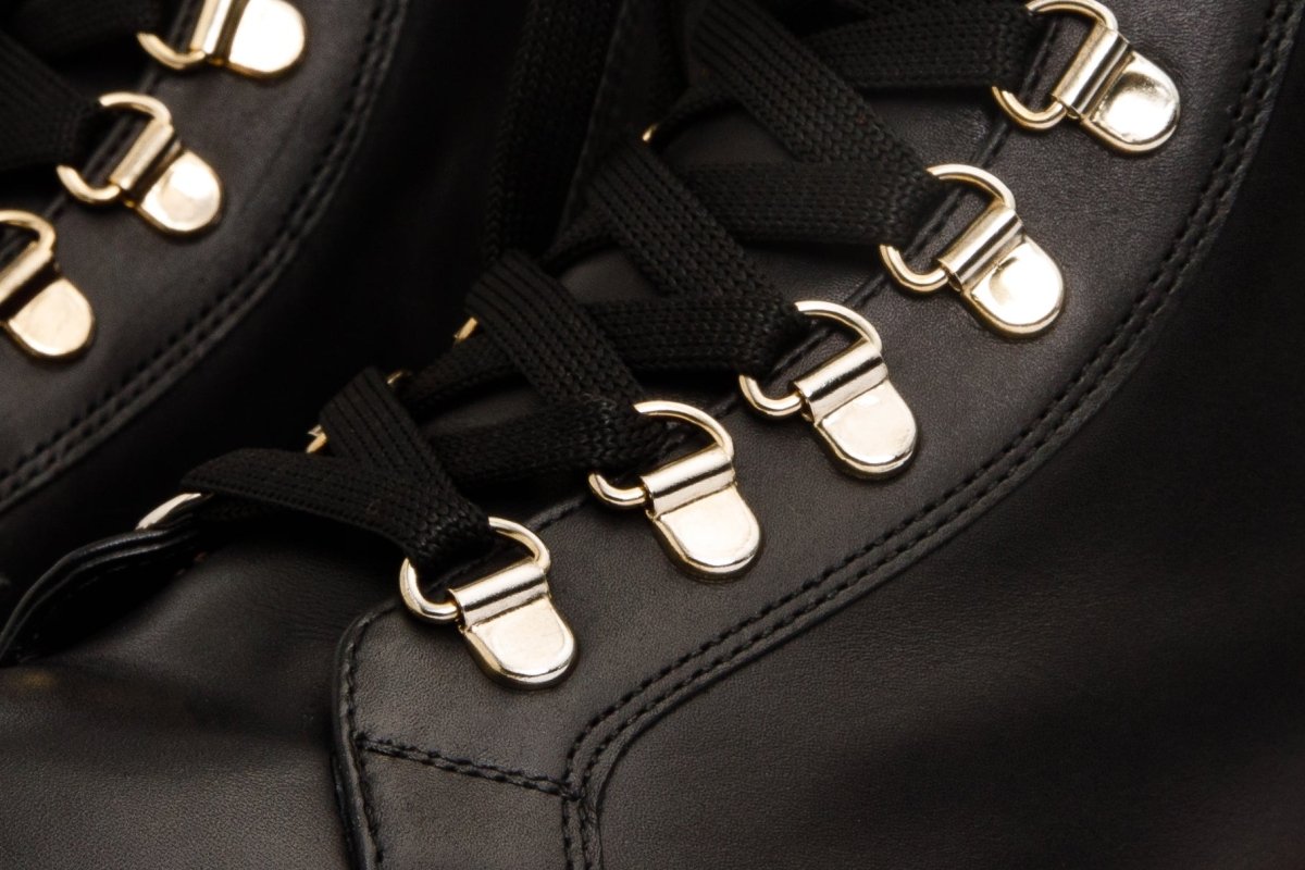 The Belgrano Black Leather Lace - Up Ankle Women Boot With a Side Zipper - TLW Shoes