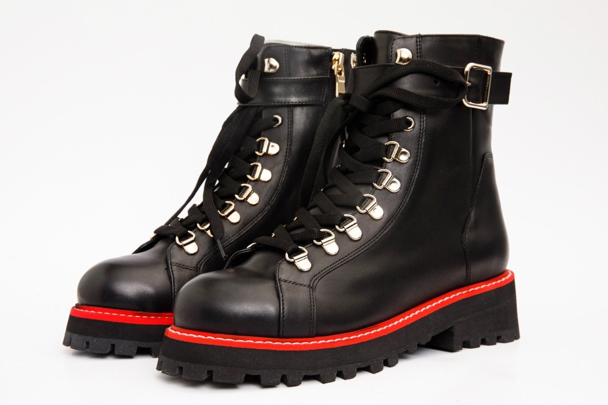 The Belgrano Black Leather Lace - Up Ankle Women Boot With a Side Zipper - TLW Shoes