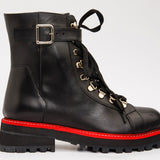 The Belgrano Black Leather Lace - Up Ankle Women Boot With a Side Zipper - TLW Shoes