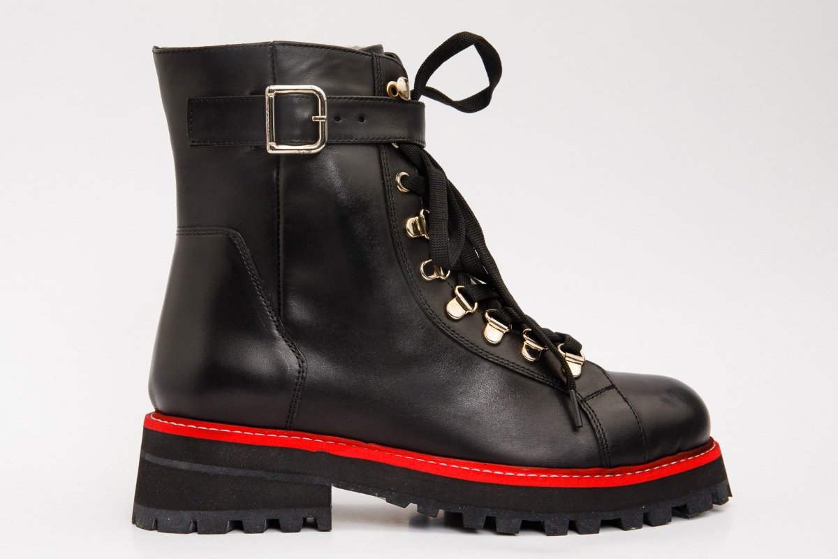 The Belgrano Black Leather Lace - Up Ankle Women Boot With a Side Zipper - TLW Shoes