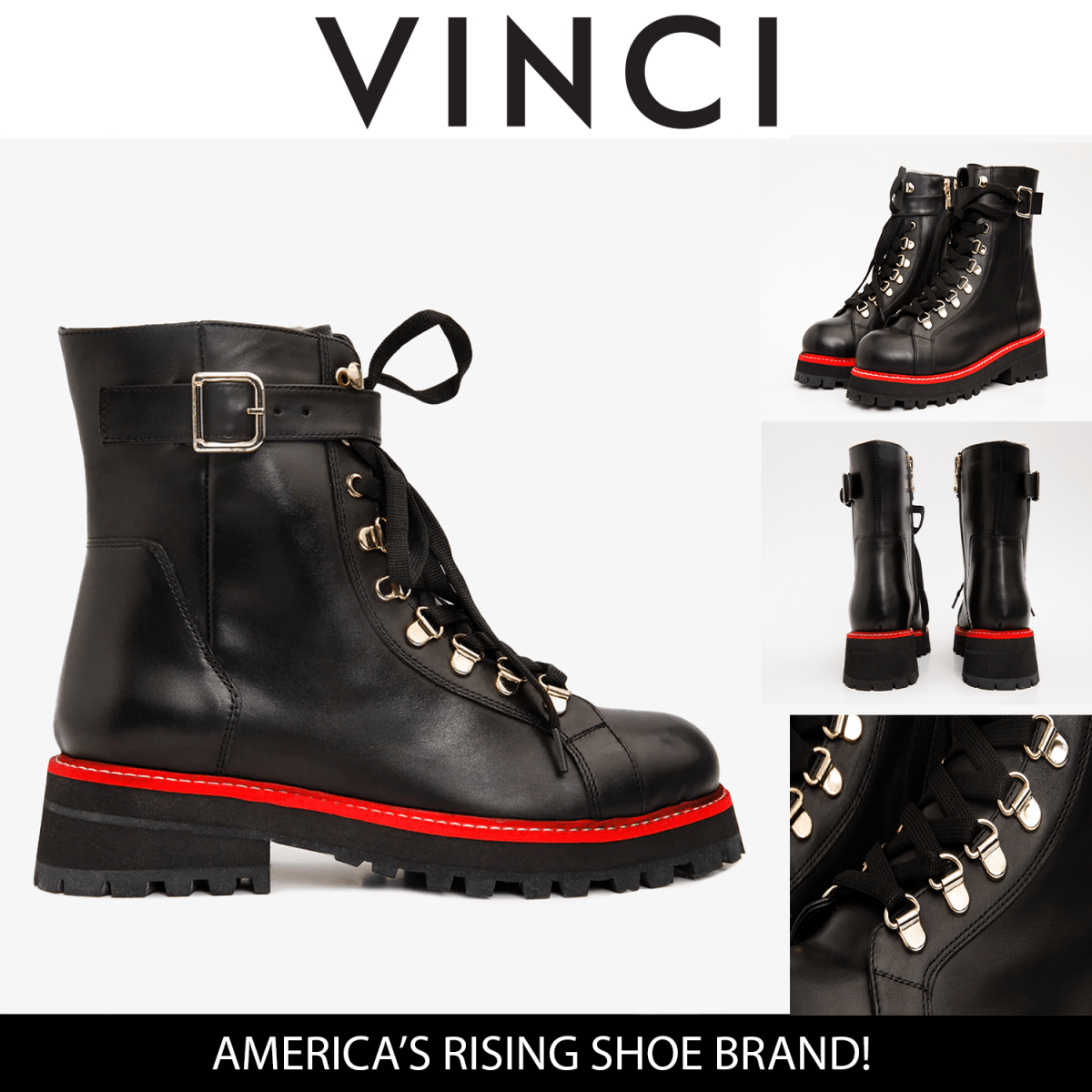 The Belgrano Black Leather Lace - Up Ankle Women Boot With a Side Zipper - TLW Shoes