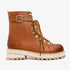 The Belgrano Tan Leather Lace - Up Ankle Women Boot With a Side Zipper - TLW Shoes
